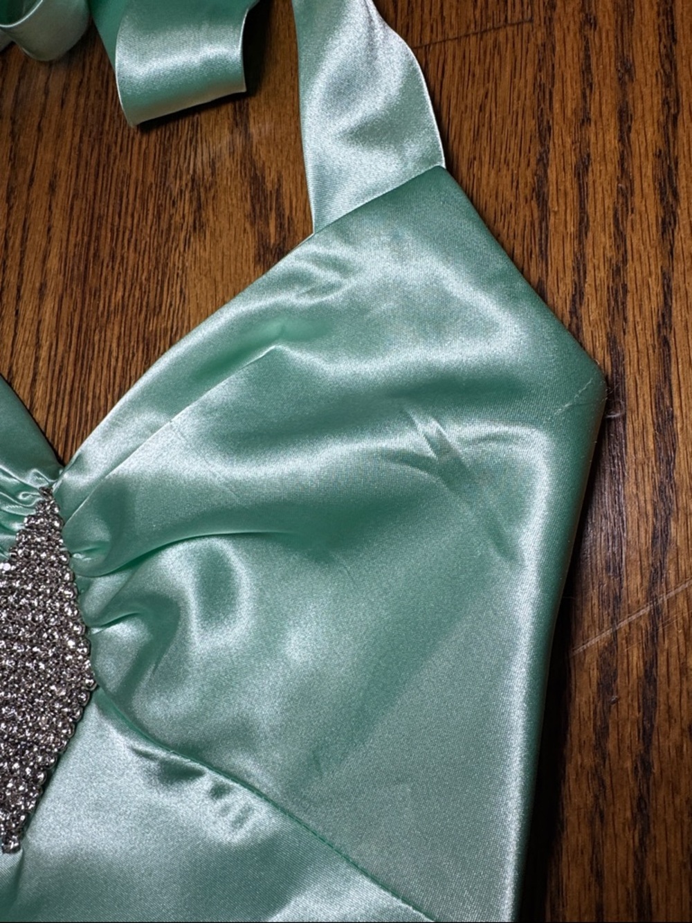 Vintage Y2K Jessica McClintock Gunne Sax Mint Satin-feel Halter Maxi Dress - Picture 6 of 8